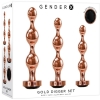Gender X Gold Digger Set 3 Sizes Rose Gold Metal Butt Plugs With Black Gem Base 