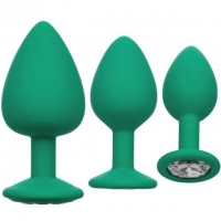 Calexotics Cheeky Gems Green Silicone Butt Plug With Gem Base Training Kit