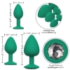 Calexotics Cheeky Gems Green Silicone Butt Plug With Gem Base Training Kit