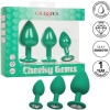 Calexotics Cheeky Gems Green Silicone Butt Plug With Gem Base Training Kit