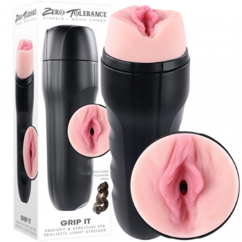 Zero Tolerance Grip It Light Flesh Vagina Stroker With Realistic Vulva