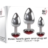 Adam & Eve Three Hearts Gem Metallic Anal Plug Set Of 3 Sizes