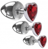 Adam & Eve Three Hearts Gem Metallic Anal Plug Set Of 3 Sizes