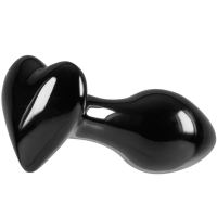 Crystal Heart Black Glass 2.7" Butt Plug