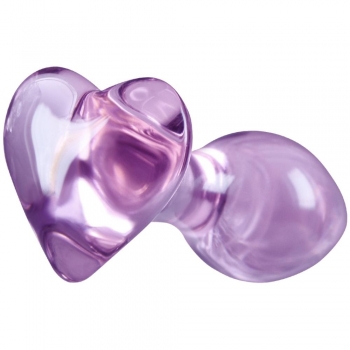 Crystal Heart Purple Glass 2.7" Butt Plug