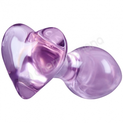 Crystal Heart Purple Glass 2.7" Butt Plug