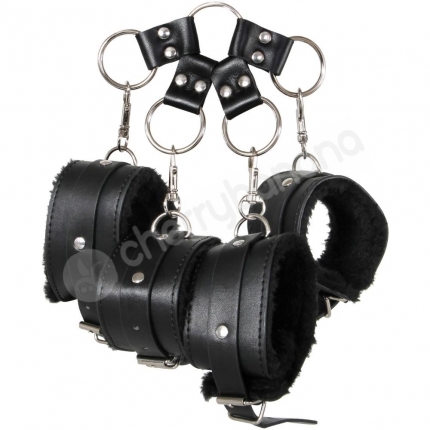 Adam & Eve Hog Tie With Black Fluffy Wrist & Ankle Cuffs