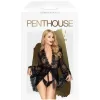 Penthouse Lingerie Black Hypnotic Power Kimono With Thong