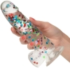 Naughty Bits I Love Dick Dildo Heart-Filled Confetti Clear Dong