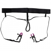 Bad Kitty Spreader Panties With Black Pearl String & Silicone Labia Clamps