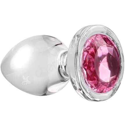 Adam & Eve Large Pink Gem Glass Anal Plug