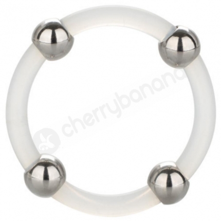 Calexotics Steel Beaded Large Clear Silicone Cock Ring