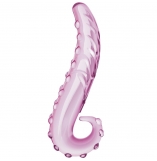 Glas Lick It 6" Pink Glass Curved Dildo With Pleasure Nubs