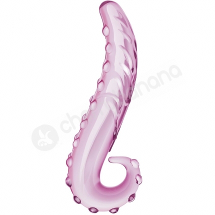 Glas Lick It 6" Pink Glass Curved Dildo With Pleasure Nubs