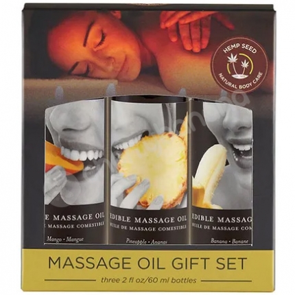Earthly Body Edible Tropical Massage Oil Trio Gift Set - 3 x 60ml Bottles