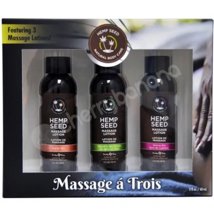 Earthly Body Hemp Seed Massage A Trois Scented Massage Lotion Kit - 3 Piece Set