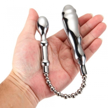 Xmen Silver Dome Shaped Double Anal & Vaginal Plugs