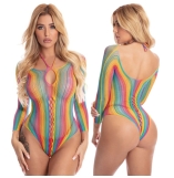 Pink Lipstick More Colour Long Sleeve Rainbow Bodysuit O/S 