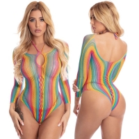 Pink Lipstick More Colour Long Sleeve Rainbow Bodysuit O/S 