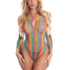 Pink Lipstick More Colour Long Sleeve Rainbow Bodysuit O/S 