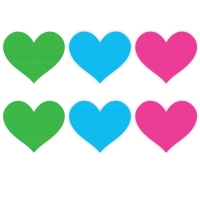 Peekaboo Neon Heart 3 Pack Self Adhesive Nipple Pasties