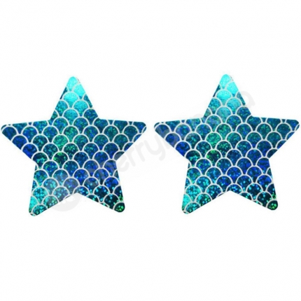 Cherry Banana My BFF Is Ariel Blue Scale Shimmer Nipple Pasties 2 Pack
