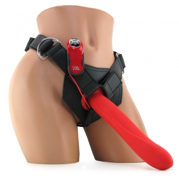 Fetish Fantasy Extreme 10" Red Vibrating Silicone Big Daddy Strap-On