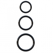 Fantasy C-Ringz Black Silicone 3-Ring Stamina Cock Ring Set