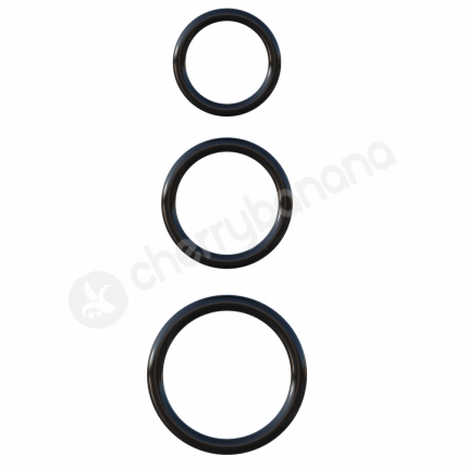 Fantasy C-Ringz Black Silicone 3-Ring Stamina Cock Ring Set