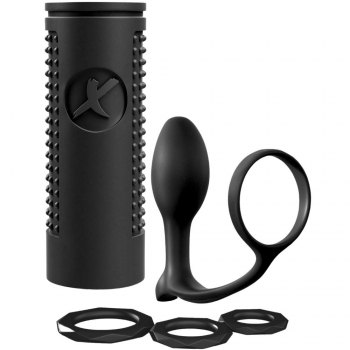 PDX Elite Ass-gasm Explosion Kit With Black Stroker, Butt Plug & Cockrings 