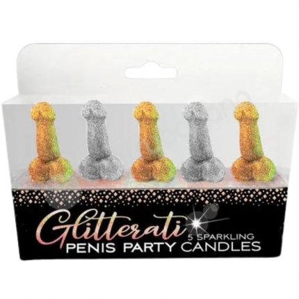 Glitterati Gold & Silver Penis Party Candles - 5 Pack