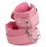 Cherry Banana Pink Faux Leather Fluffy Cuffs