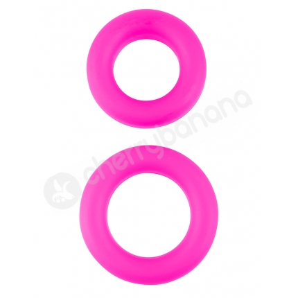 Neon Pink Stretchy Silicone Cock Ring Set 2 Pack