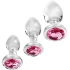 Adam & Eve Pink Gem Glass Butt Plug 3 Piece Set