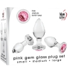 Adam & Eve Pink Gem Glass Butt Plug 3 Piece Set