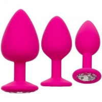 Calexotics Cheeky Gems Pink Silicone Butt Plug With Gem Base Training Kit