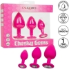 Calexotics Cheeky Gems Pink Silicone Butt Plug With Gem Base Training Kit
