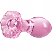 Crystal Flower Pink Glass 2.8" Butt Plug