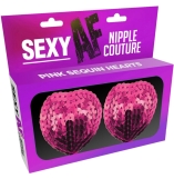 Sexy AF Nipple Couture Pink Sequin Hearts Nipple Pasties