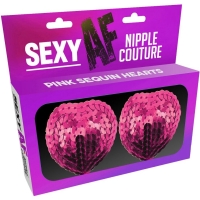 Sexy AF Nipple Couture Pink Sequin Hearts Nipple Pasties