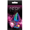 Rear Assets Rainbow Metal 2.4" Butt Plug With Pink Heart Gem