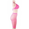 Cherry Banana Pink & Rhinestone Fishnet Bikini Style Top & Shorts Set 