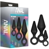 Anal Adventures Platinum Silicone Black Anal Plugs With Loop 3 Size Kit