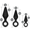 Anal Adventures Platinum Silicone Black Anal Plugs With Loop 3 Size Kit