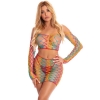 Pink Lipstick Pot Of Gold 2 Piece Rainbow Skirt Set O/S