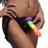 Strap-U Proud Rainbow Dildo With Black Adjustable Harness Strap On Set With Bullet Vibe