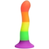 Strap-U Proud Rainbow Dildo With Black Adjustable Harness Strap On Set With Bullet Vibe