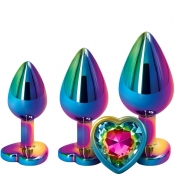 Rear Assets Rainbow Metal With Heart Gem Anal Trainer Kit