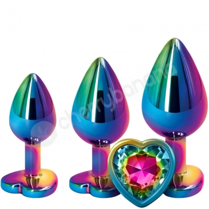 Rear Assets Rainbow Metal With Heart Gem Anal Trainer Kit