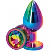 Rear Assets Rainbow Metal 2.4" Butt Plug With Rainbow Gem Base